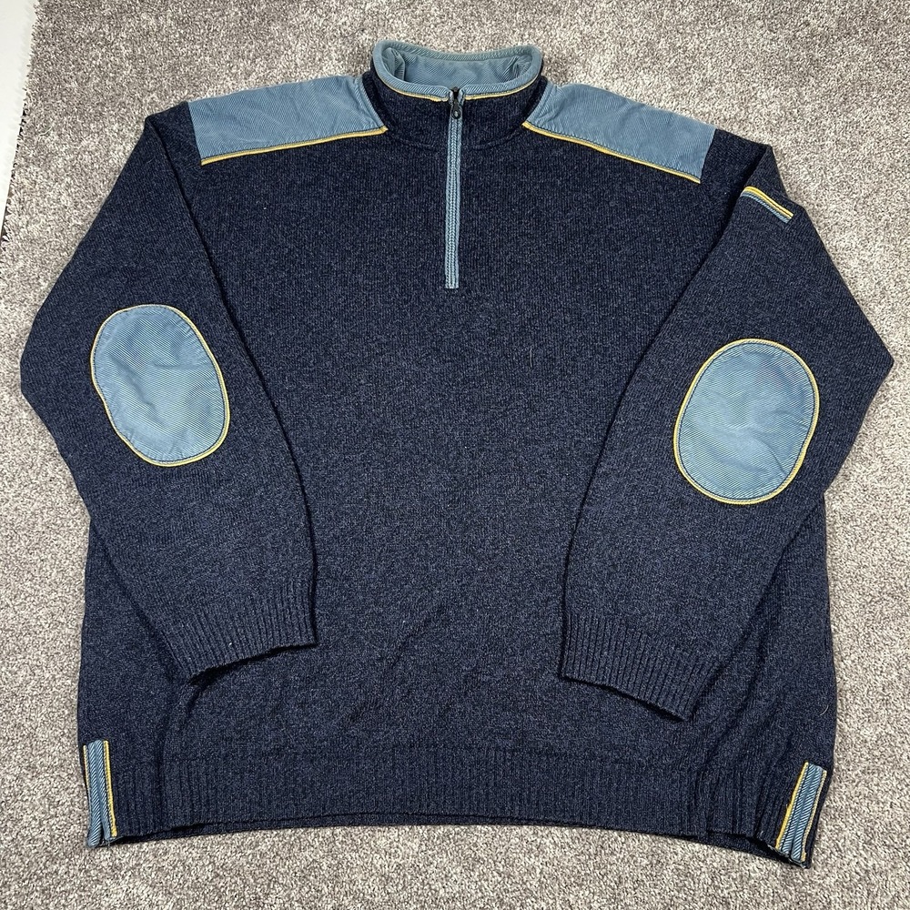 Paul&Shark Sweater Men's 3XL Merino Wool 1/4 Zip Yachting Shoulder&Elbow Patches